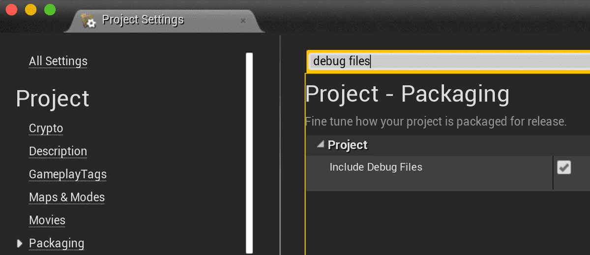 Include Debug Files